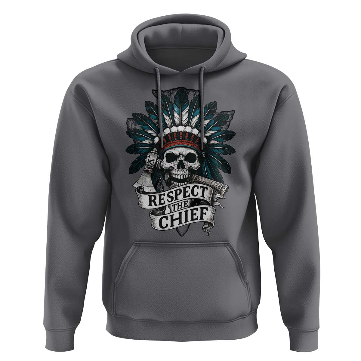 Native American Respect The Chief Hoodie Indian Tribal Skull Headdress - Wonder Print Shop