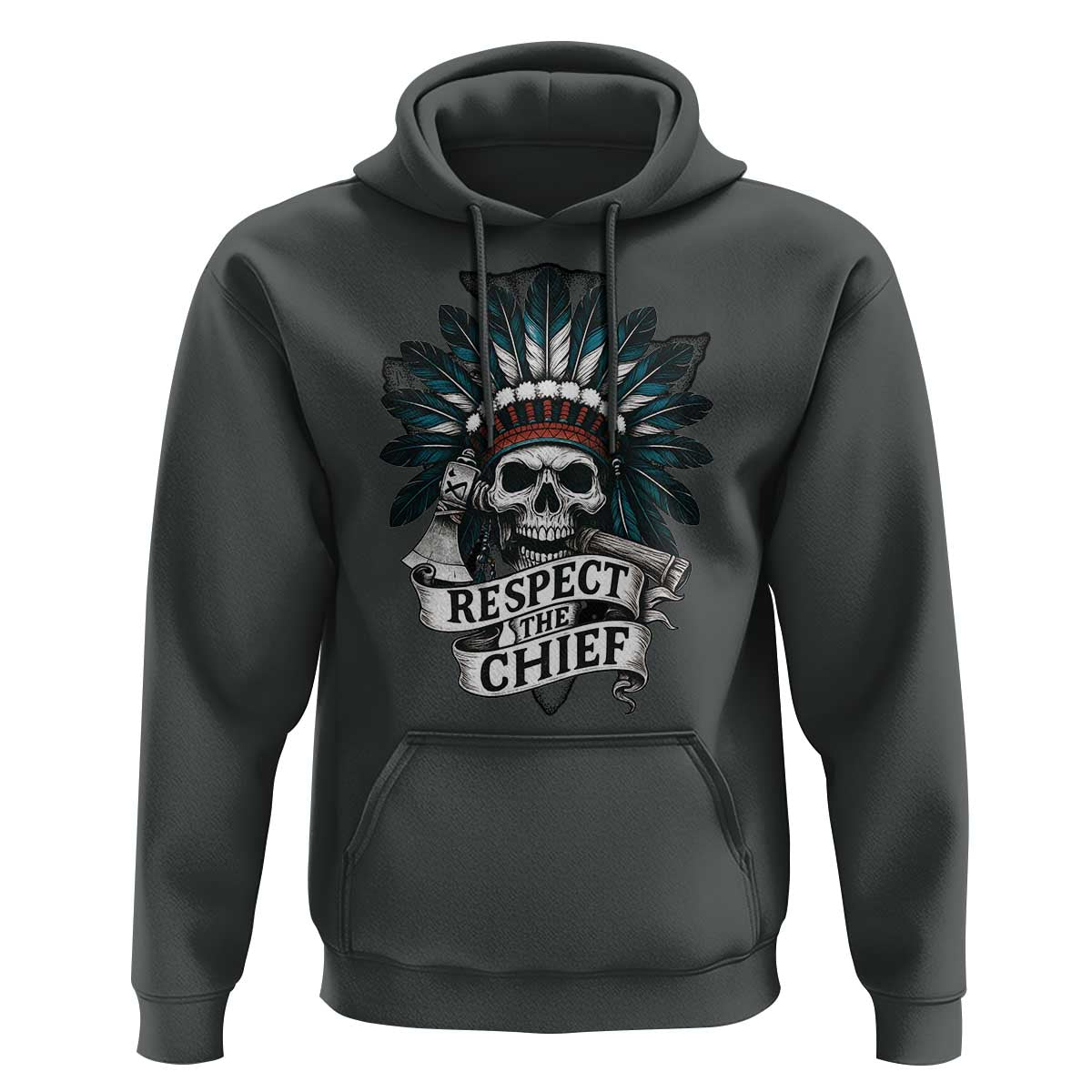 Native American Respect The Chief Hoodie Indian Tribal Skull Headdress - Wonder Print Shop