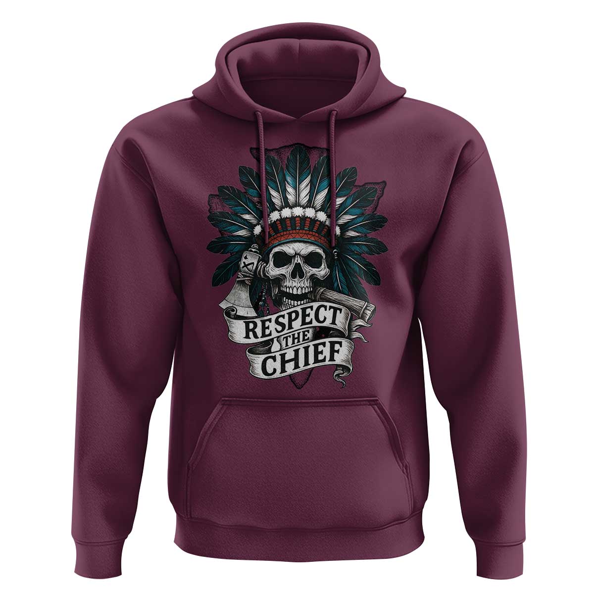 Native American Respect The Chief Hoodie Indian Tribal Skull Headdress - Wonder Print Shop