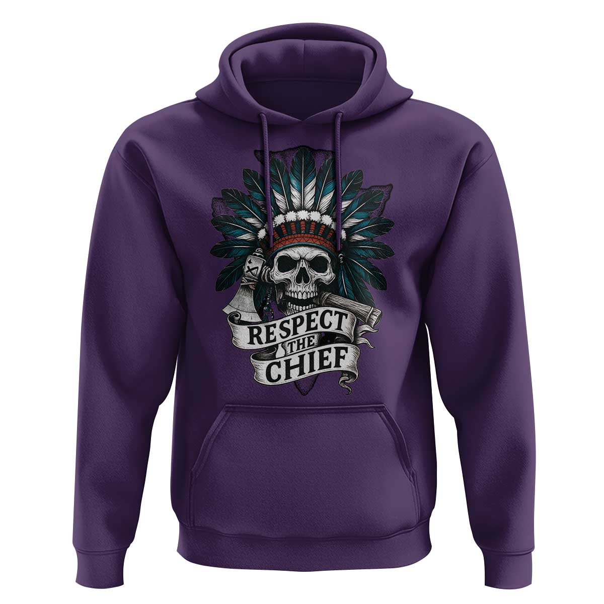 Native American Respect The Chief Hoodie Indian Tribal Skull Headdress - Wonder Print Shop