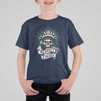 Native American Respect The Chief T Shirt For Kid Indian Tribal Skull Headdress - Wonder Print Shop