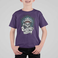 Native American Respect The Chief T Shirt For Kid Indian Tribal Skull Headdress - Wonder Print Shop