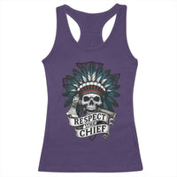 Native American Respect The Chief Racerback Tank Top Indian Tribal Skull Headdress - Wonder Print Shop
