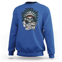 Native American Respect The Chief Sweatshirt Indian Tribal Skull Headdress - Wonder Print Shop