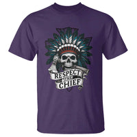 Native American Respect The Chief T Shirt Indian Tribal Skull Headdress - Wonder Print Shop