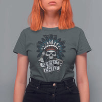 Native American Respect The Chief T Shirt For Women Indian Tribal Skull Headdress - Wonder Print Shop