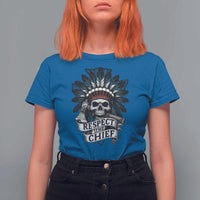 Native American Respect The Chief T Shirt For Women Indian Tribal Skull Headdress - Wonder Print Shop