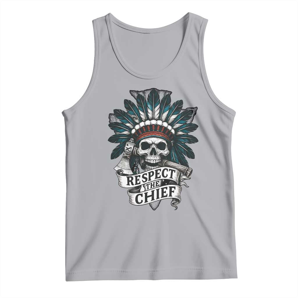 Native American Respect The Chief Tank Top Indian Tribal Skull Headdress - Wonder Print Shop