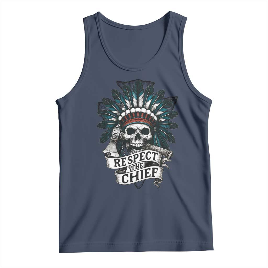 Native American Respect The Chief Tank Top Indian Tribal Skull Headdress - Wonder Print Shop