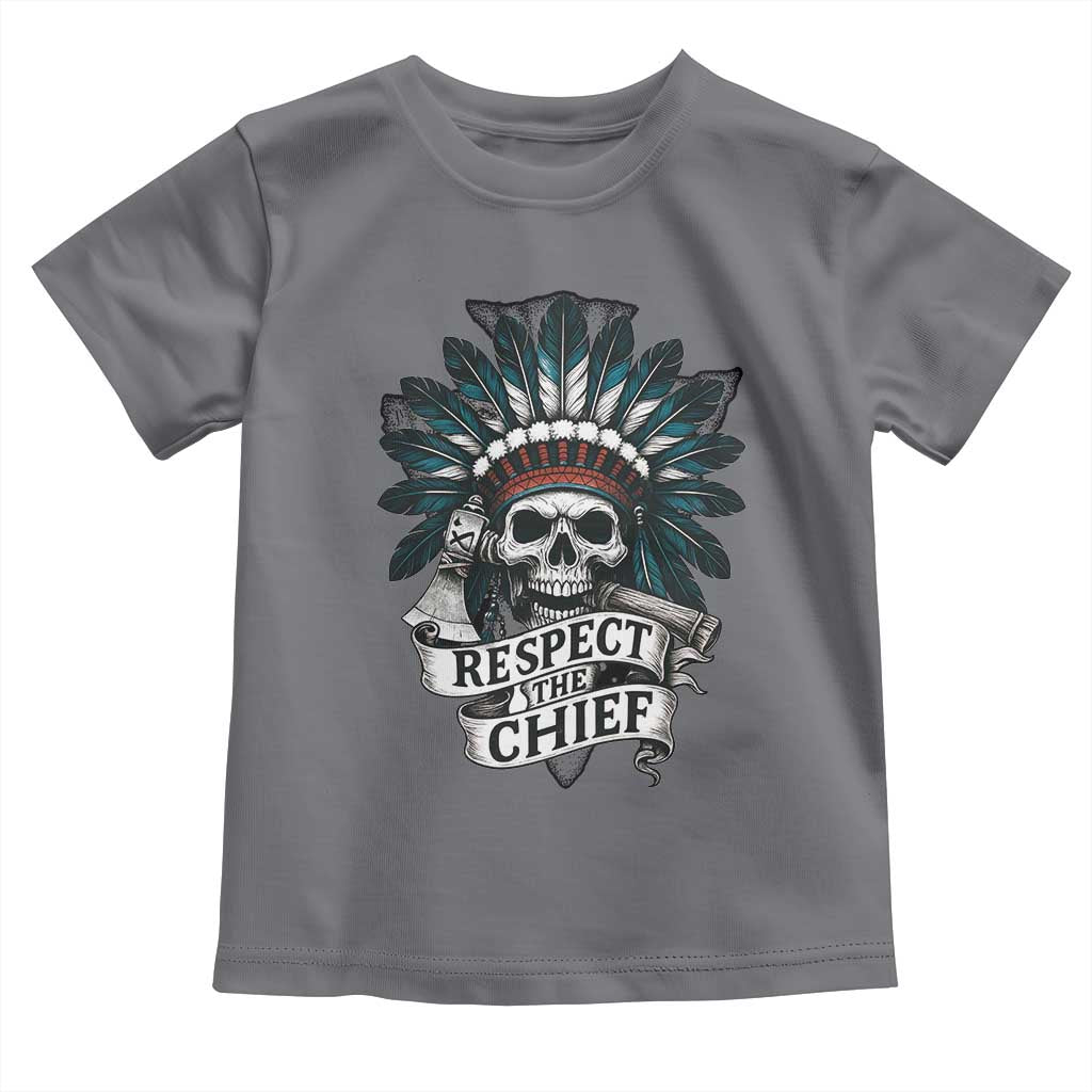 Native American Respect The Chief Toddler T Shirt Indian Tribal Skull Headdress - Wonder Print Shop