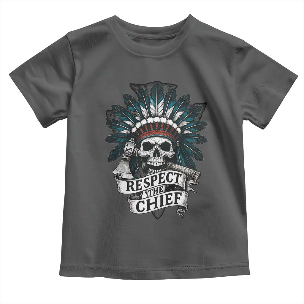 Native American Respect The Chief Toddler T Shirt Indian Tribal Skull Headdress - Wonder Print Shop