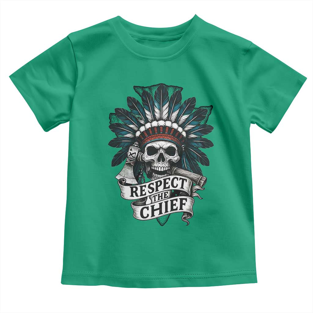 Native American Respect The Chief Toddler T Shirt Indian Tribal Skull Headdress - Wonder Print Shop
