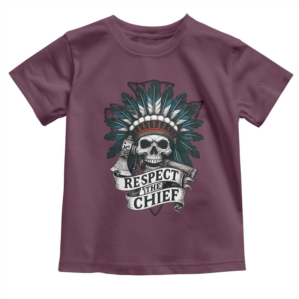 Native American Respect The Chief Toddler T Shirt Indian Tribal Skull Headdress - Wonder Print Shop