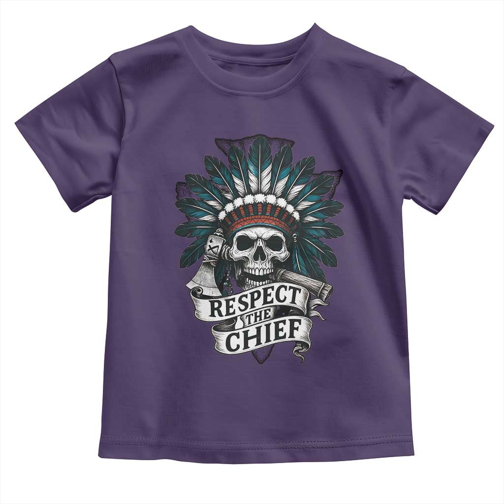 Native American Respect The Chief Toddler T Shirt Indian Tribal Skull Headdress - Wonder Print Shop