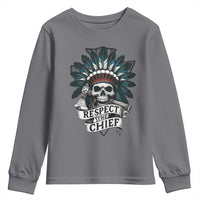 Native American Respect The Chief Youth Sweatshirt Indian Tribal Skull Headdress - Wonder Print Shop