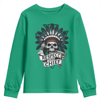 Native American Respect The Chief Youth Sweatshirt Indian Tribal Skull Headdress - Wonder Print Shop
