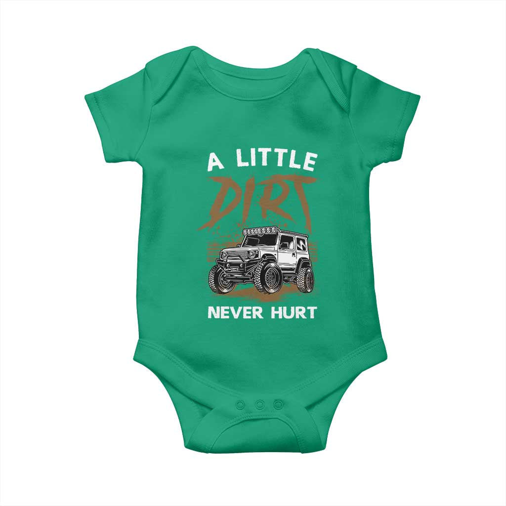 Funny Off Road Car Baby Onesie A Little Dirt Never Hurt Mudder Trail - Wonder Print Shop