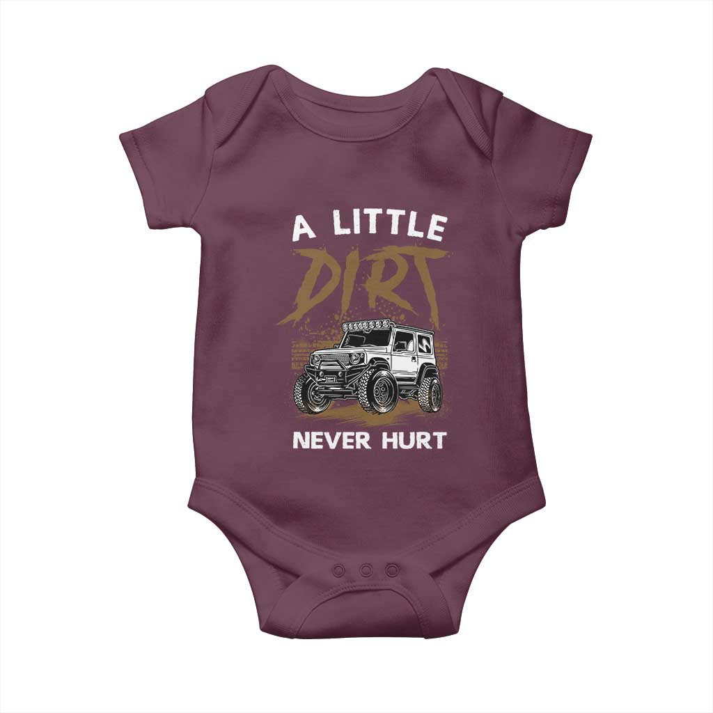 Funny Off Road Car Baby Onesie A Little Dirt Never Hurt Mudder Trail - Wonder Print Shop