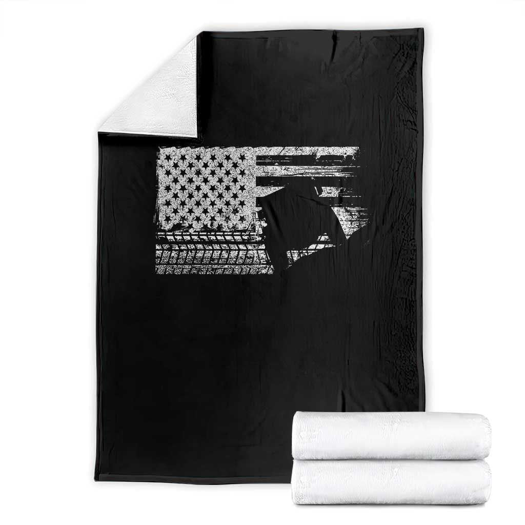 Off Road QUAD ATV Car Adventure Vintage American Flag Throw Blanket - Wonder Print Shop