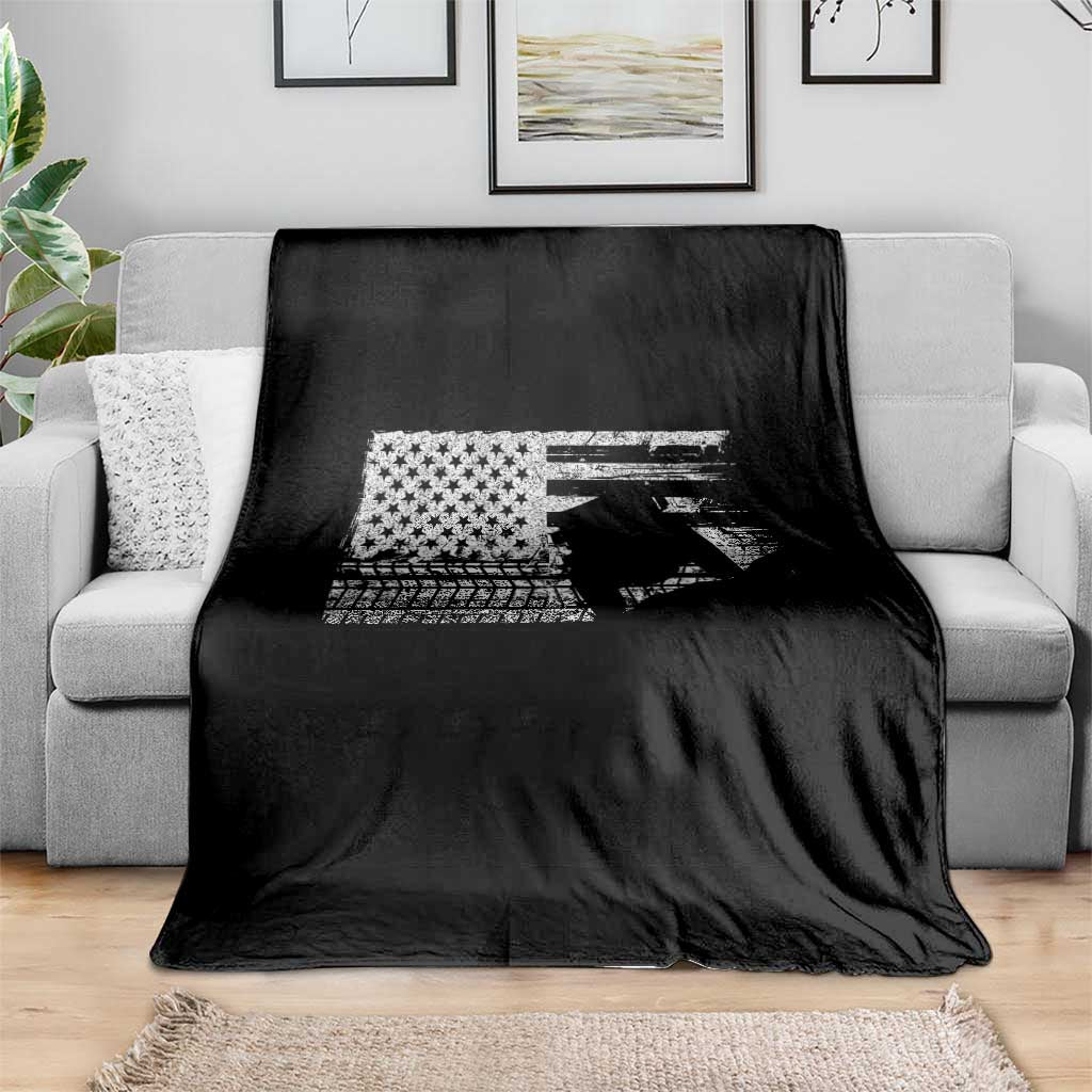 Off Road QUAD ATV Car Adventure Vintage American Flag Throw Blanket - Wonder Print Shop