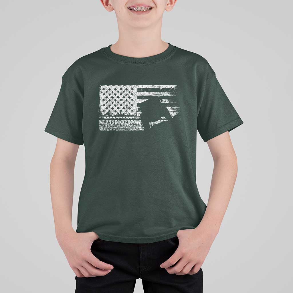 Off Road QUAD ATV Car Adventure Vintage American Flag T Shirt For Kid - Wonder Print Shop