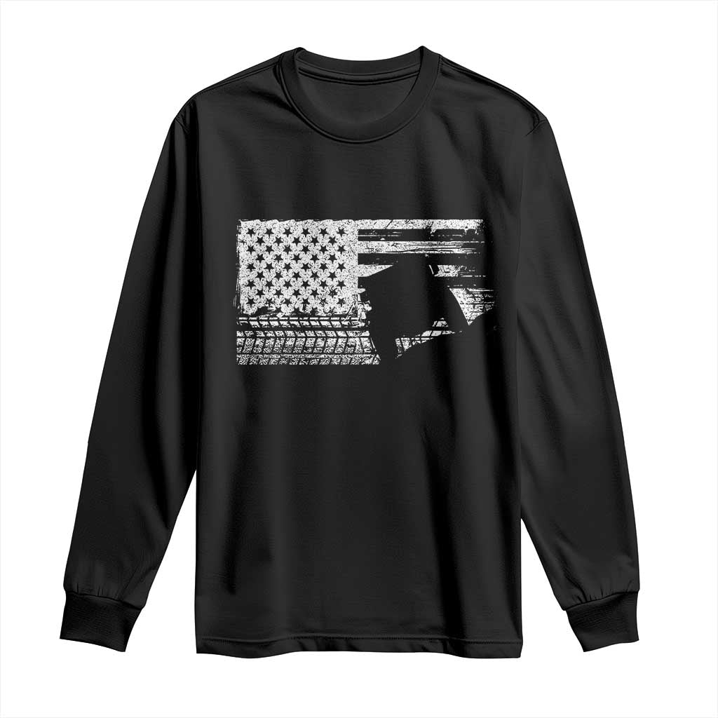Off Road QUAD ATV Car Adventure Vintage American Flag Long Sleeve Shirt - Wonder Print Shop