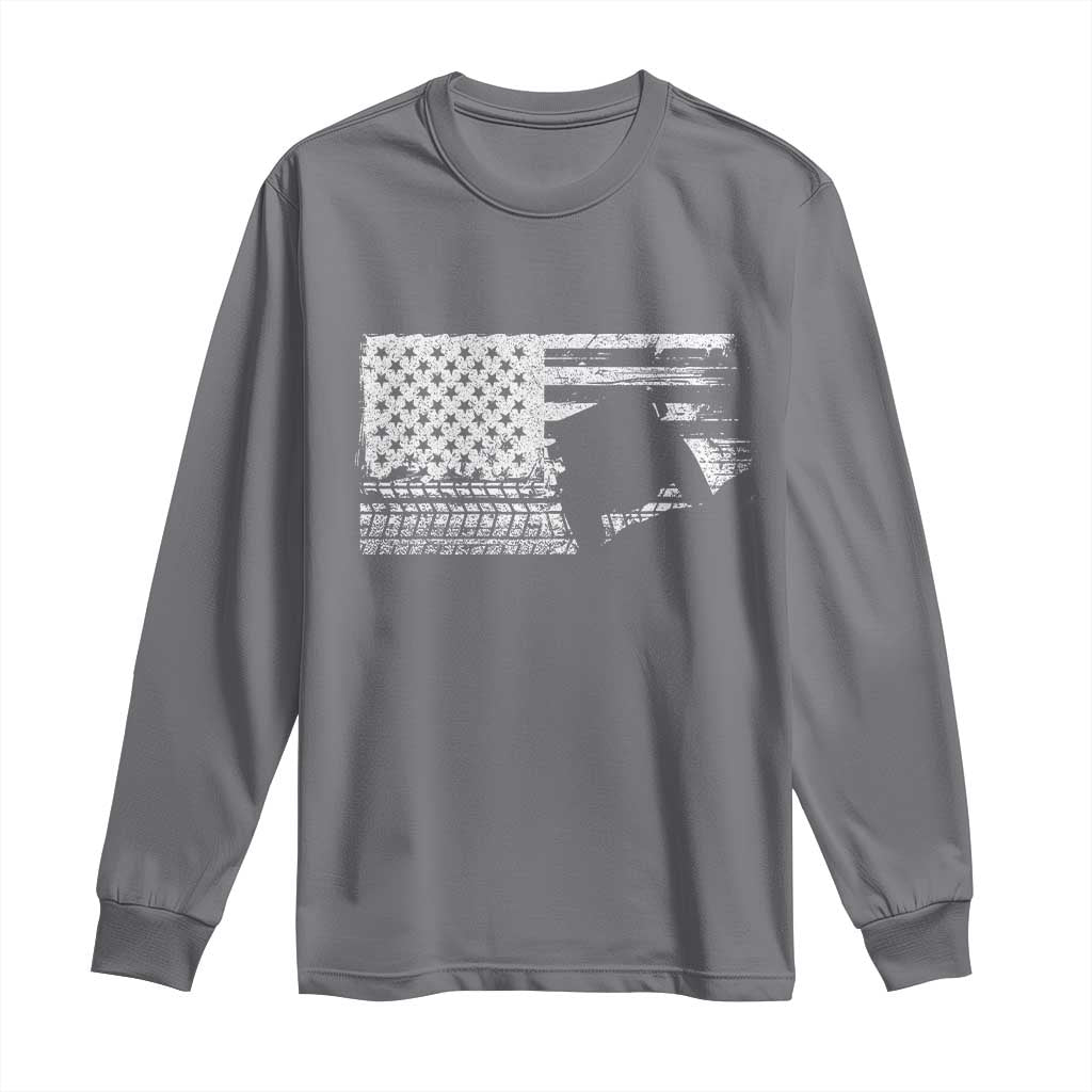 Off Road QUAD ATV Car Adventure Vintage American Flag Long Sleeve Shirt - Wonder Print Shop