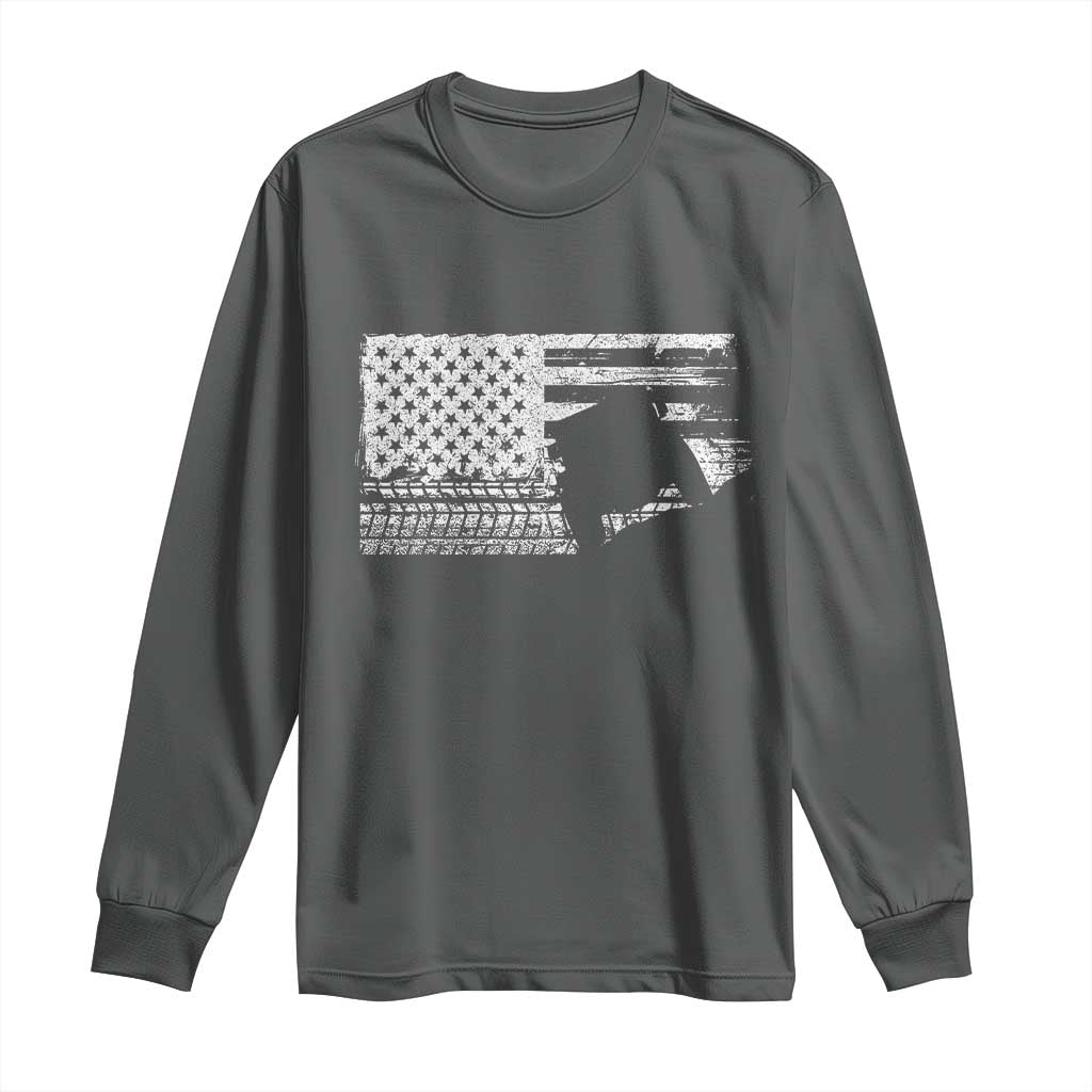 Off Road QUAD ATV Car Adventure Vintage American Flag Long Sleeve Shirt - Wonder Print Shop