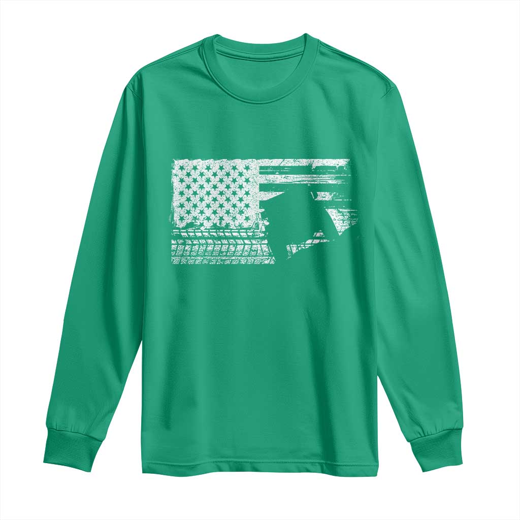Off Road QUAD ATV Car Adventure Vintage American Flag Long Sleeve Shirt - Wonder Print Shop