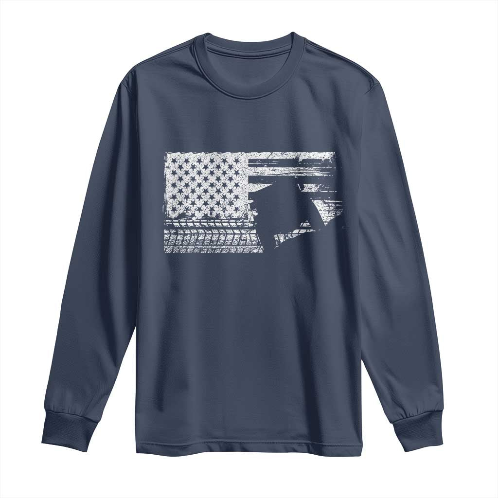 Off Road QUAD ATV Car Adventure Vintage American Flag Long Sleeve Shirt - Wonder Print Shop