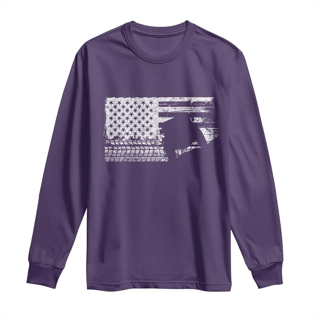 Off Road QUAD ATV Car Adventure Vintage American Flag Long Sleeve Shirt - Wonder Print Shop