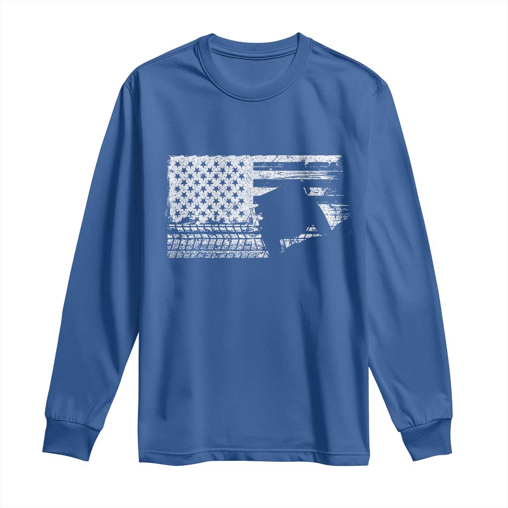 Off Road QUAD ATV Car Adventure Vintage American Flag Long Sleeve Shirt - Wonder Print Shop