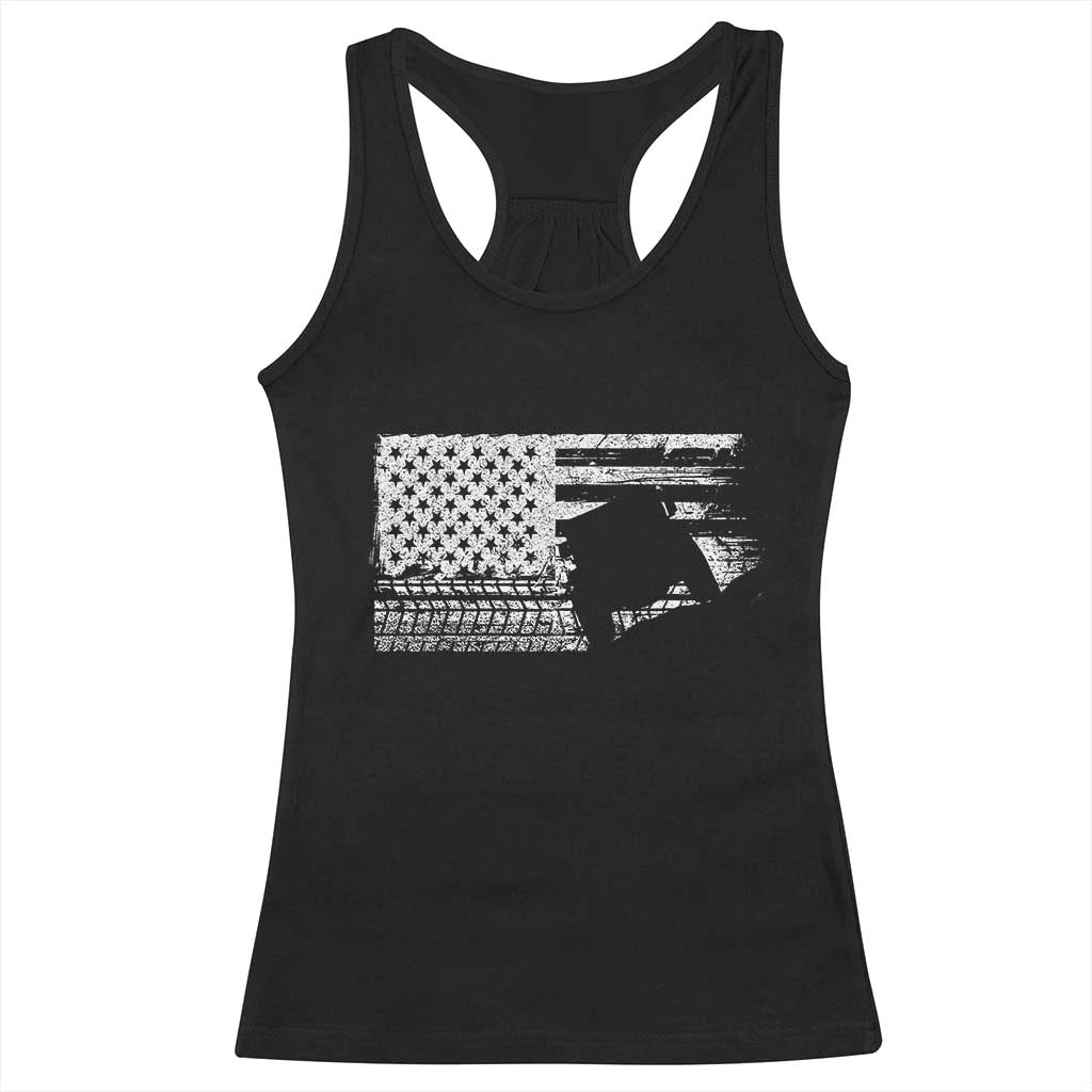 Off Road QUAD ATV Car Adventure Vintage American Flag Racerback Tank Top - Wonder Print Shop