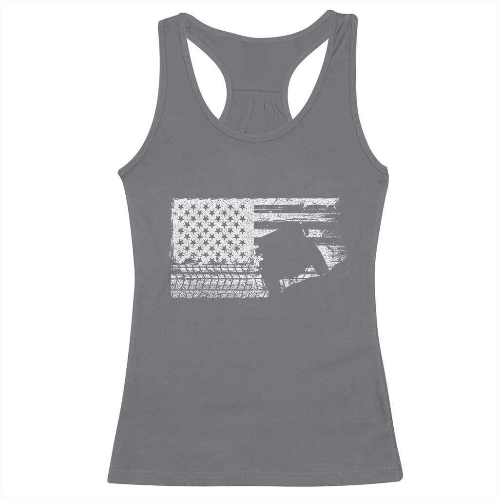 Off Road QUAD ATV Car Adventure Vintage American Flag Racerback Tank Top - Wonder Print Shop