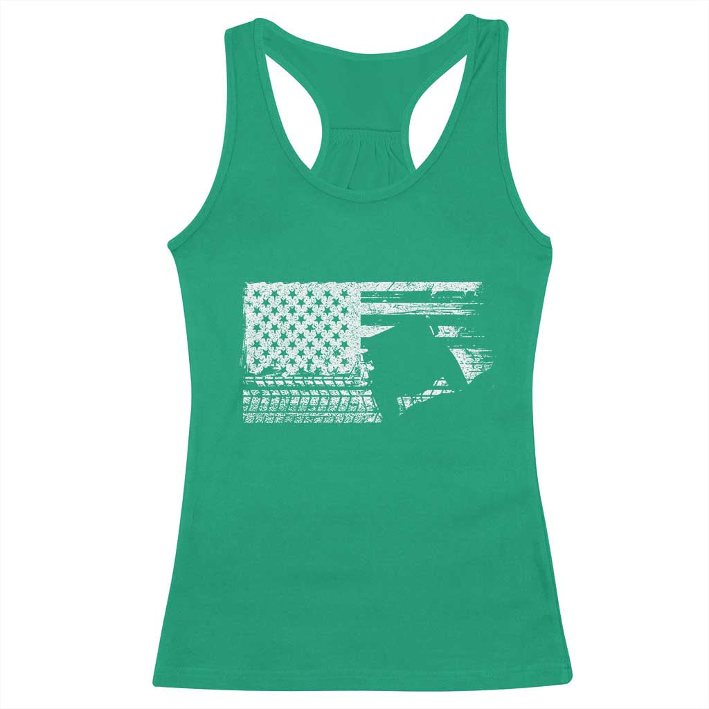 Off Road QUAD ATV Car Adventure Vintage American Flag Racerback Tank Top - Wonder Print Shop