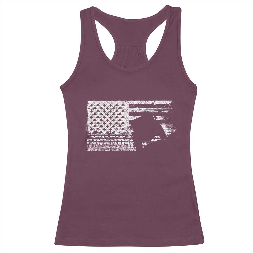 Off Road QUAD ATV Car Adventure Vintage American Flag Racerback Tank Top - Wonder Print Shop