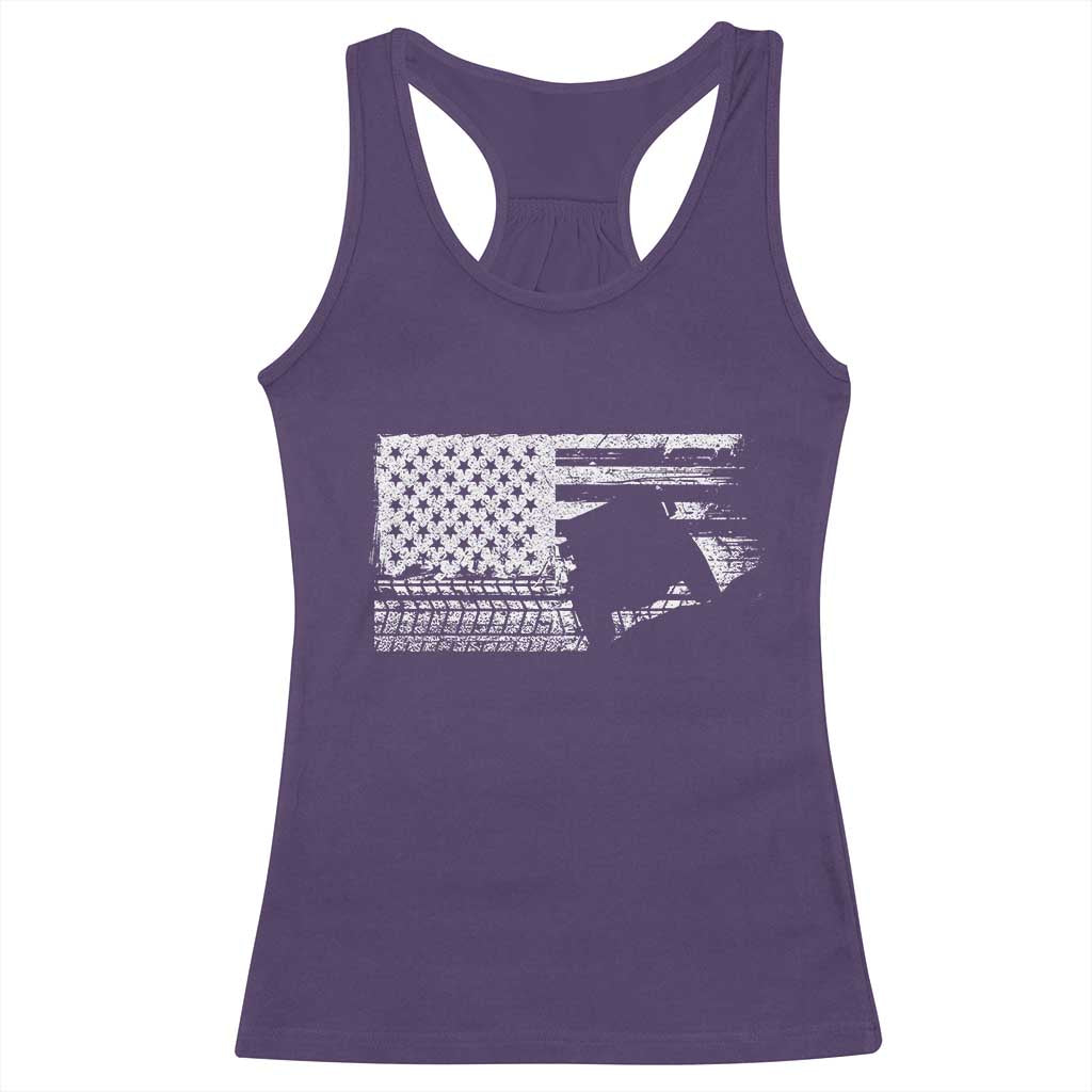 Off Road QUAD ATV Car Adventure Vintage American Flag Racerback Tank Top - Wonder Print Shop
