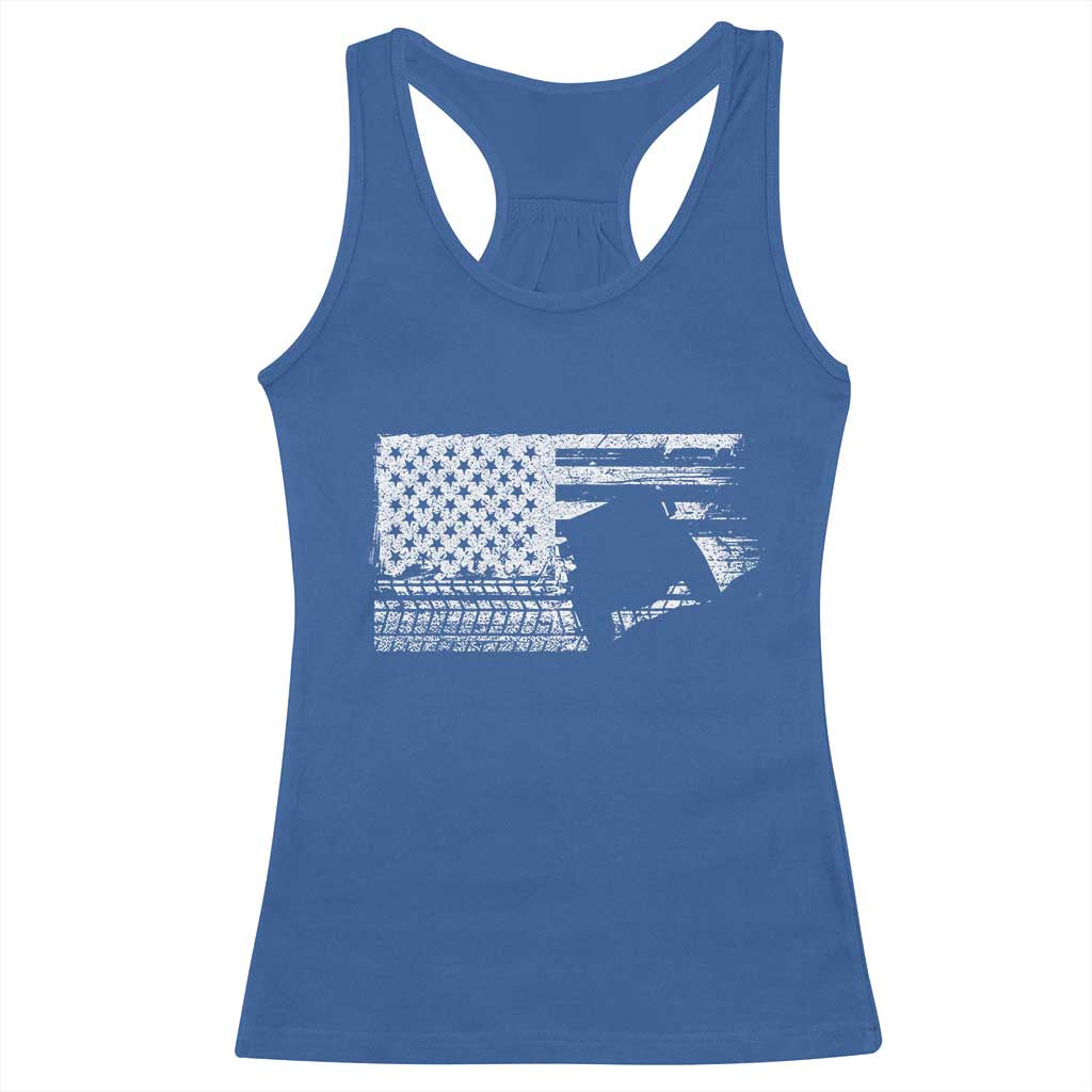 Off Road QUAD ATV Car Adventure Vintage American Flag Racerback Tank Top - Wonder Print Shop