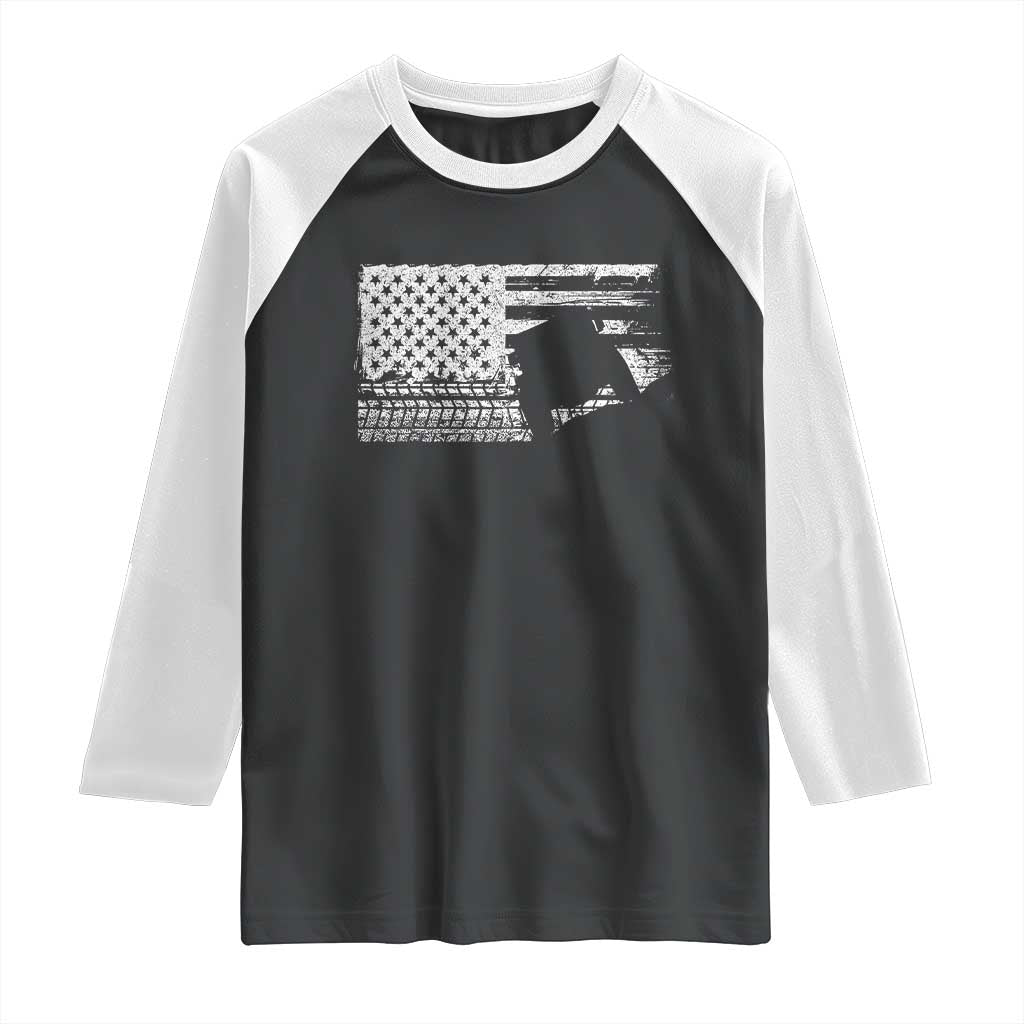 Off Road QUAD ATV Car Adventure Vintage American Flag Raglan Shirt - Wonder Print Shop