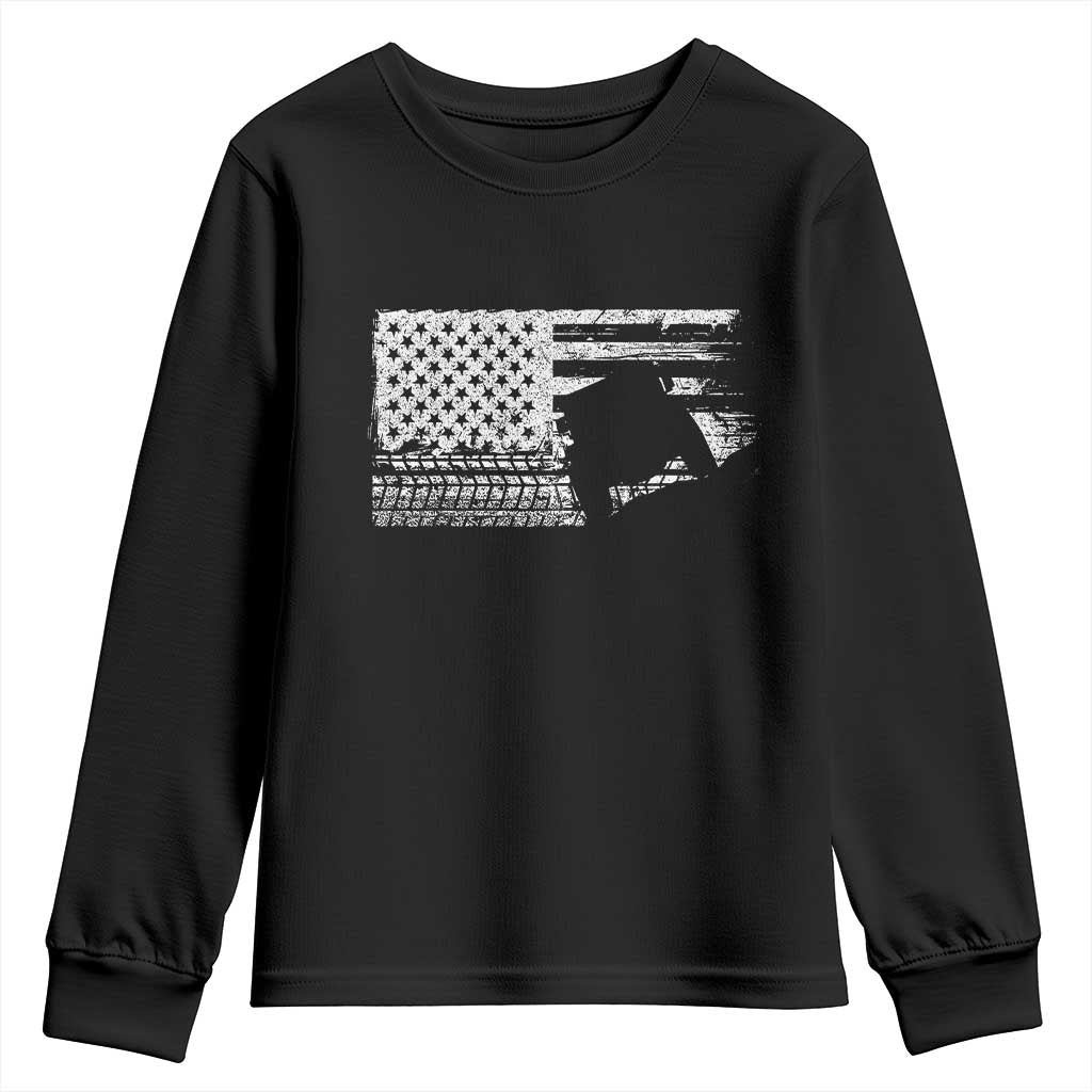 Off Road QUAD ATV Car Adventure Vintage American Flag Youth Sweatshirt - Wonder Print Shop