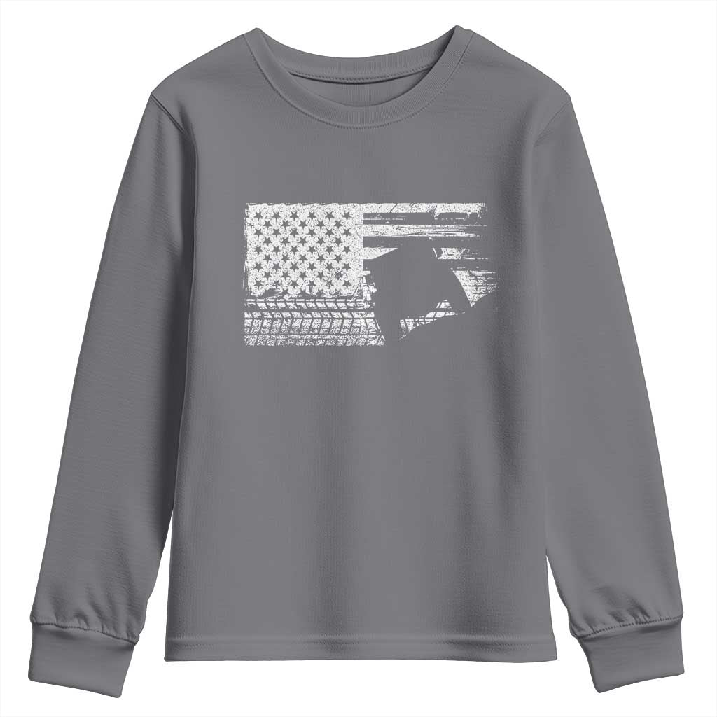 Off Road QUAD ATV Car Adventure Vintage American Flag Youth Sweatshirt - Wonder Print Shop