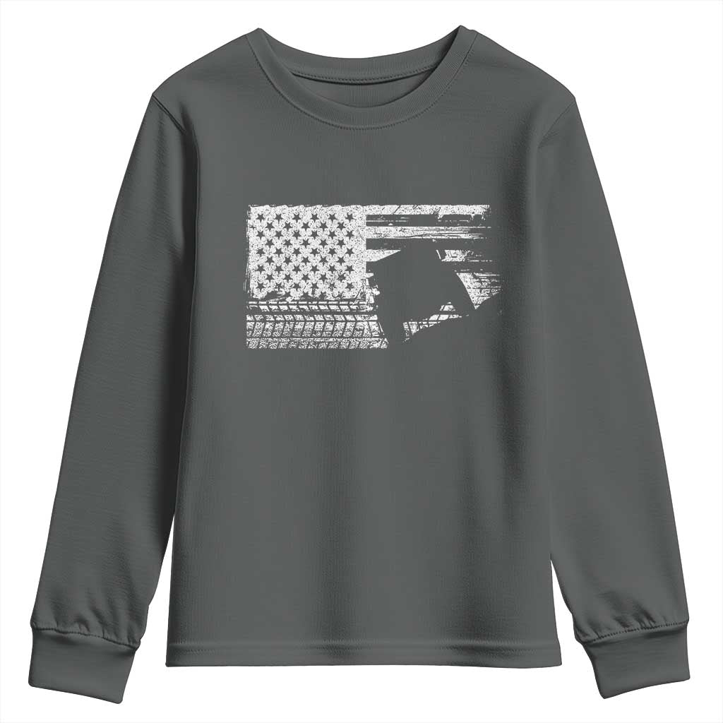 Off Road QUAD ATV Car Adventure Vintage American Flag Youth Sweatshirt - Wonder Print Shop