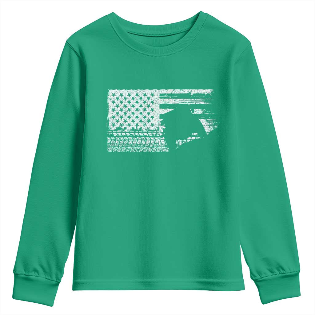 Off Road QUAD ATV Car Adventure Vintage American Flag Youth Sweatshirt - Wonder Print Shop