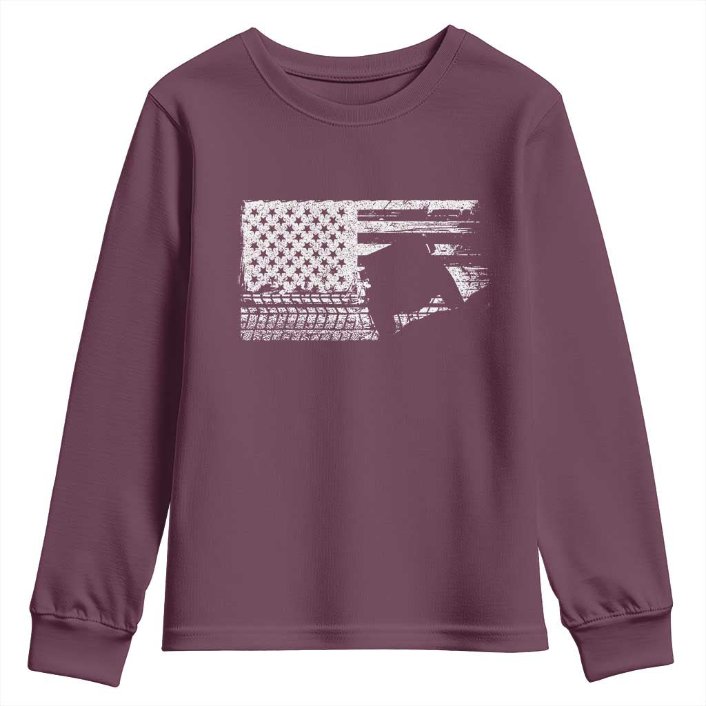 Off Road QUAD ATV Car Adventure Vintage American Flag Youth Sweatshirt - Wonder Print Shop