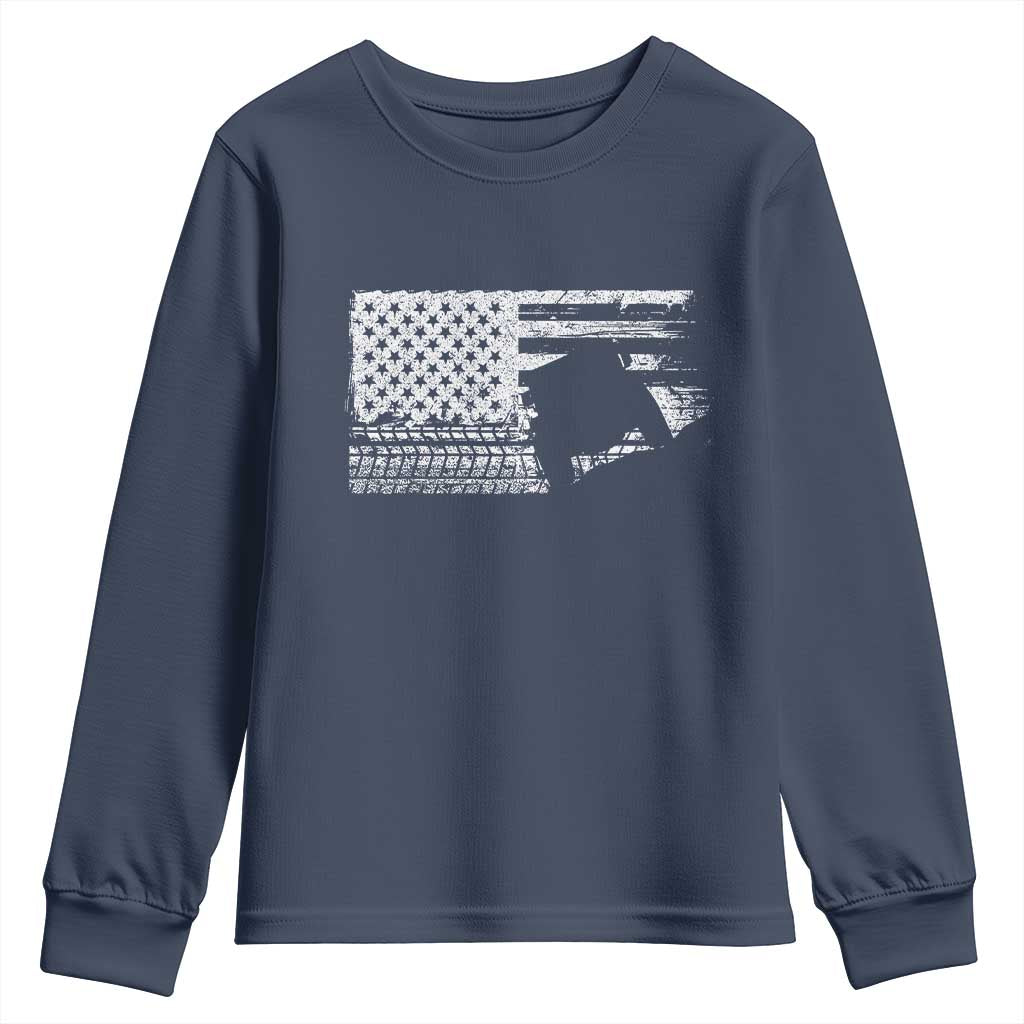 Off Road QUAD ATV Car Adventure Vintage American Flag Youth Sweatshirt - Wonder Print Shop