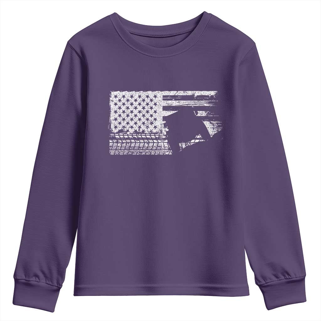 Off Road QUAD ATV Car Adventure Vintage American Flag Youth Sweatshirt - Wonder Print Shop