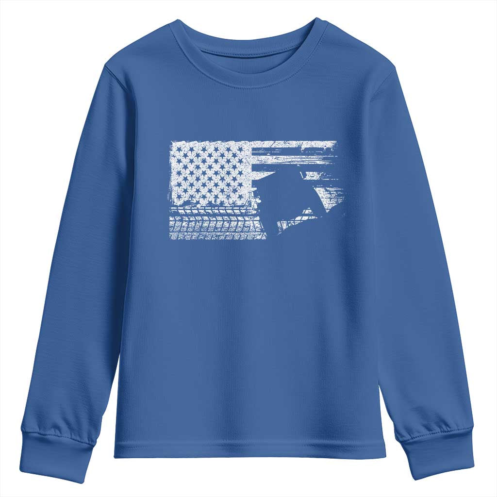 Off Road QUAD ATV Car Adventure Vintage American Flag Youth Sweatshirt - Wonder Print Shop