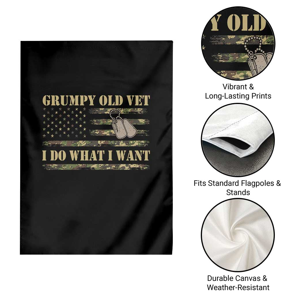 Funny Grumpy Old Vet I Do What I Want Garden Flag Military Veteran Camo American Flag - Wonder Print Shop