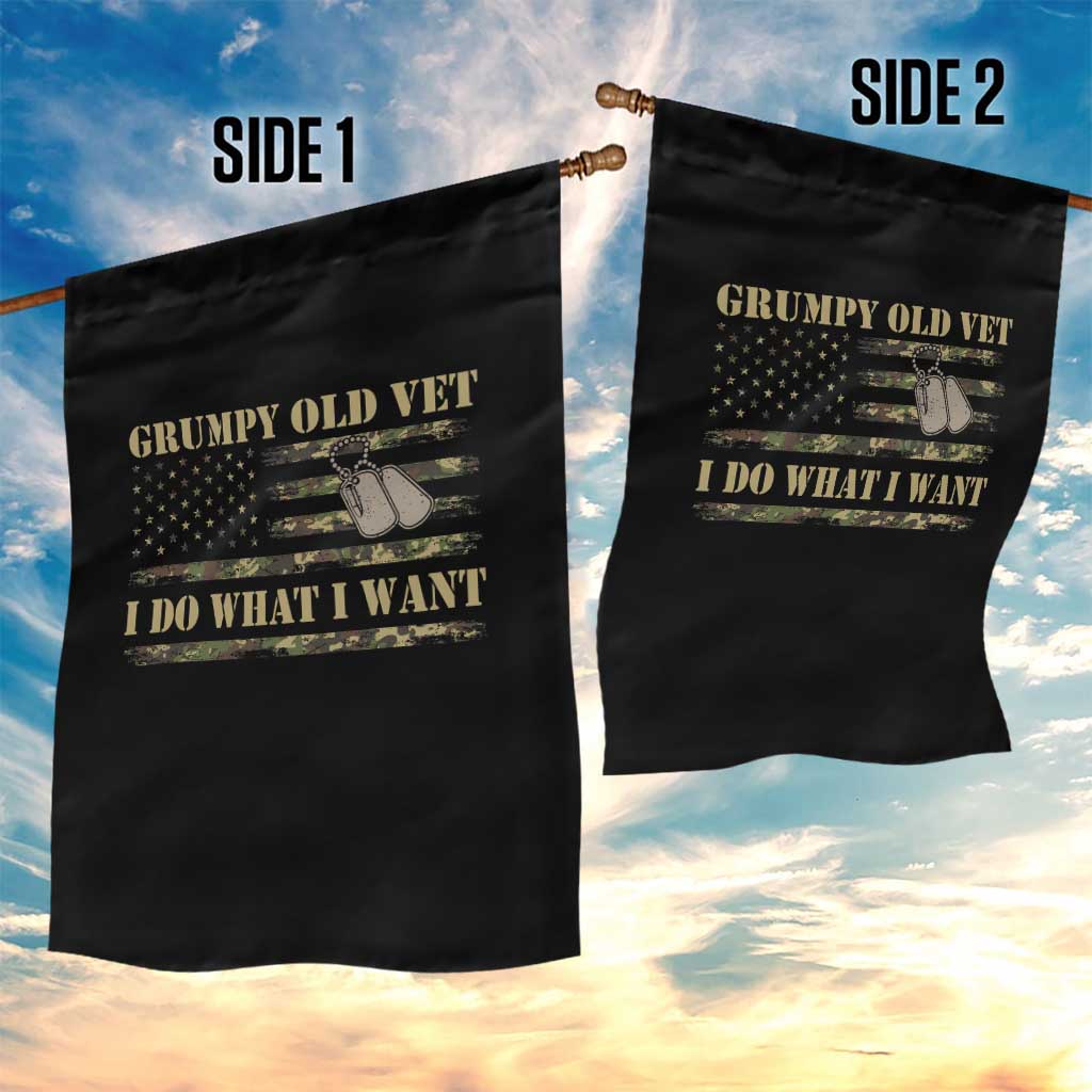 Funny Grumpy Old Vet I Do What I Want Garden Flag Military Veteran Camo American Flag - Wonder Print Shop