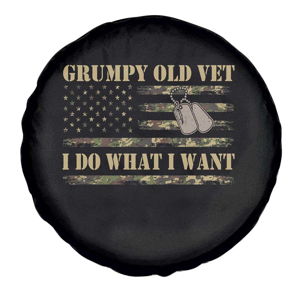 Funny Grumpy Old Vet I Do What I Want Spare Tire Cover Military Veteran Camo American Flag - Wonder Print Shop